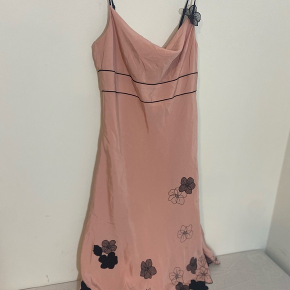 Express Vintage‎ 90s Y2K  Pink Silk Slip Dress Floral Cowl Neck Size 8 - Picture 4 of 6